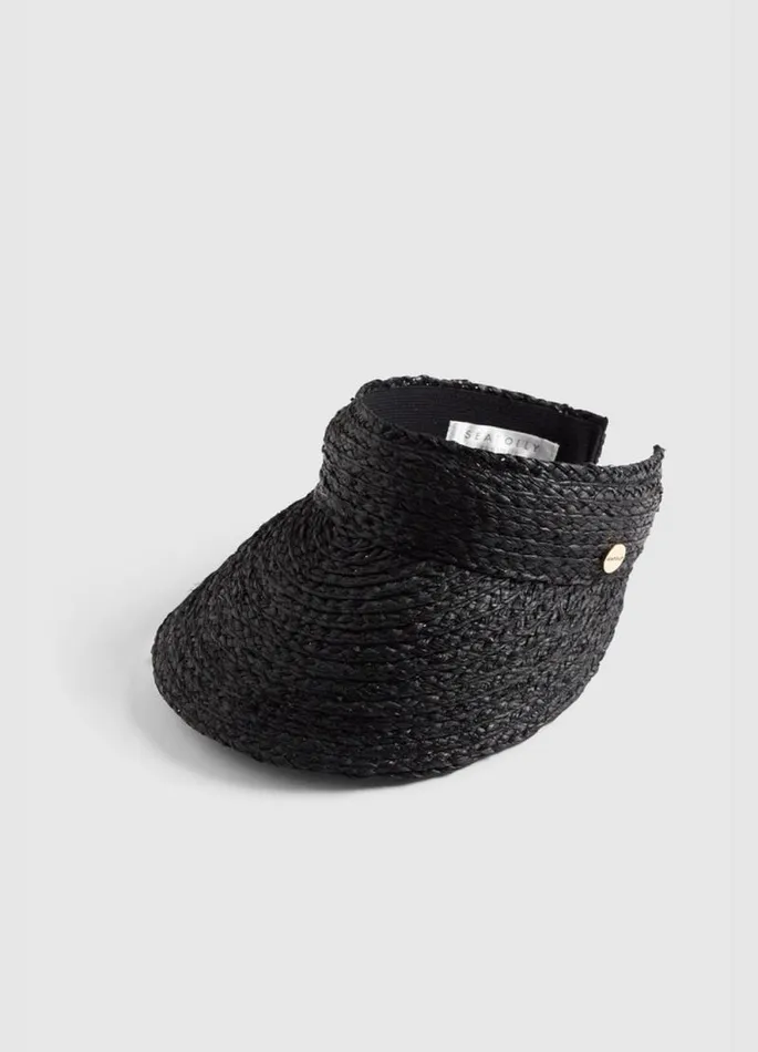 Seafolly Beach Hats Women Raffia Visor 8211 Black