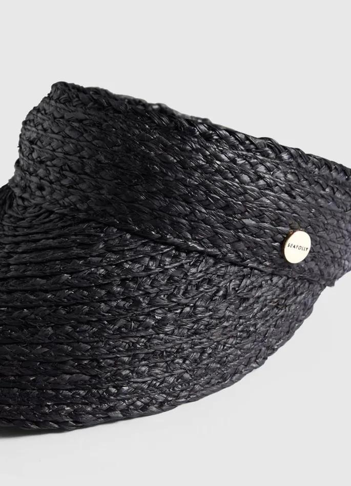 Seafolly Beach Hats Women Raffia Visor 8211 Black