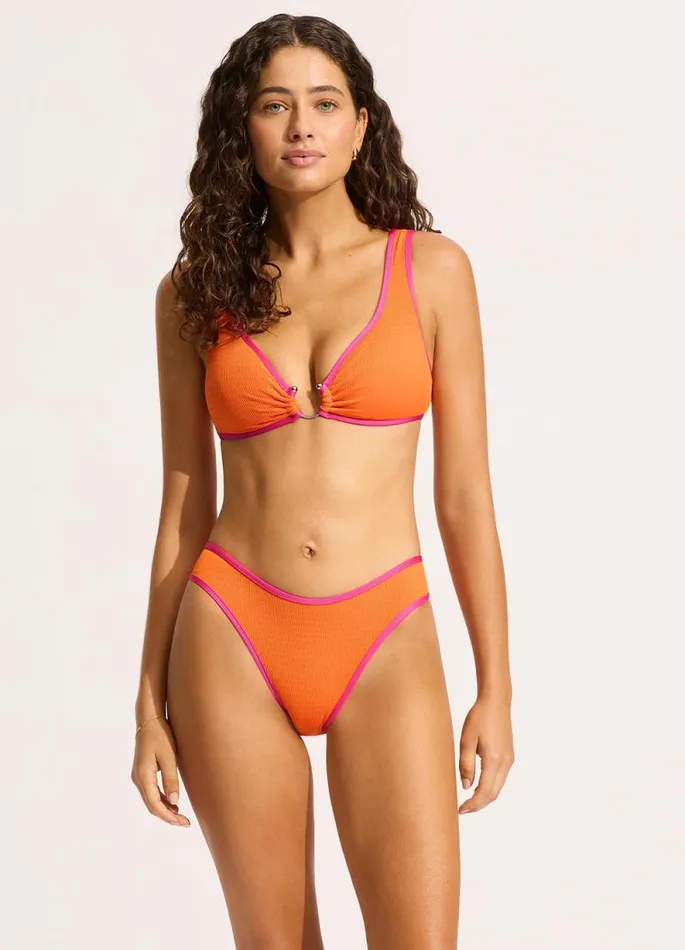 Seafolly Bralette Women Beach Bound Ring Front Tank Bikini Top 8211 Turmeric