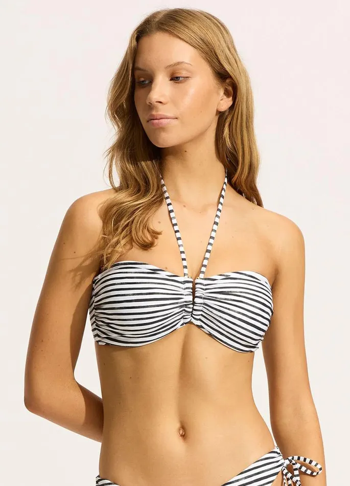 Seafolly DDE Swimwear Women Isla Palm DD 034U034 Tube Bikini Top 8211 White