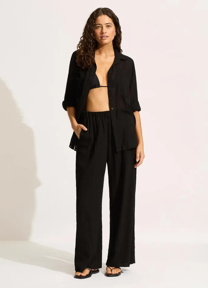 Seafolly Pants and Shorts Women Crinkle Beach Pant 8211 Black