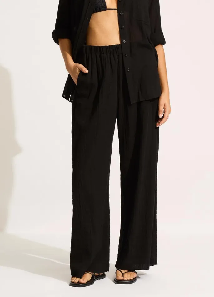Seafolly Pants and Shorts Women Crinkle Beach Pant 8211 Black