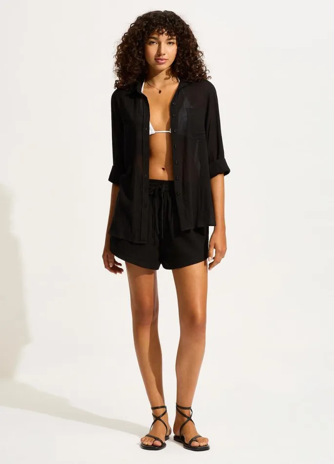 Seafolly Pants and Shorts Women Crinkle Short 8211 Black