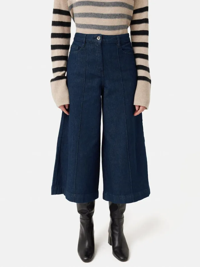 Seamed Denim Culotte Indigo Women Jigsaw Denim