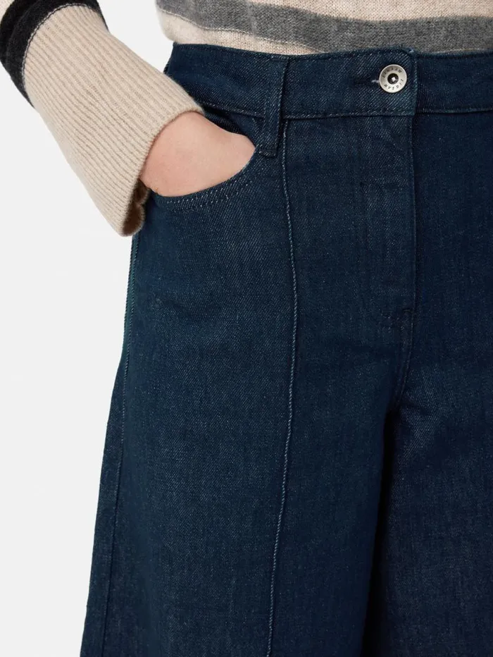 Seamed Denim Culotte Indigo Women Jigsaw Denim
