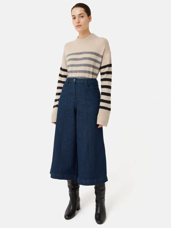 Seamed Denim Culotte Indigo Women Jigsaw Denim