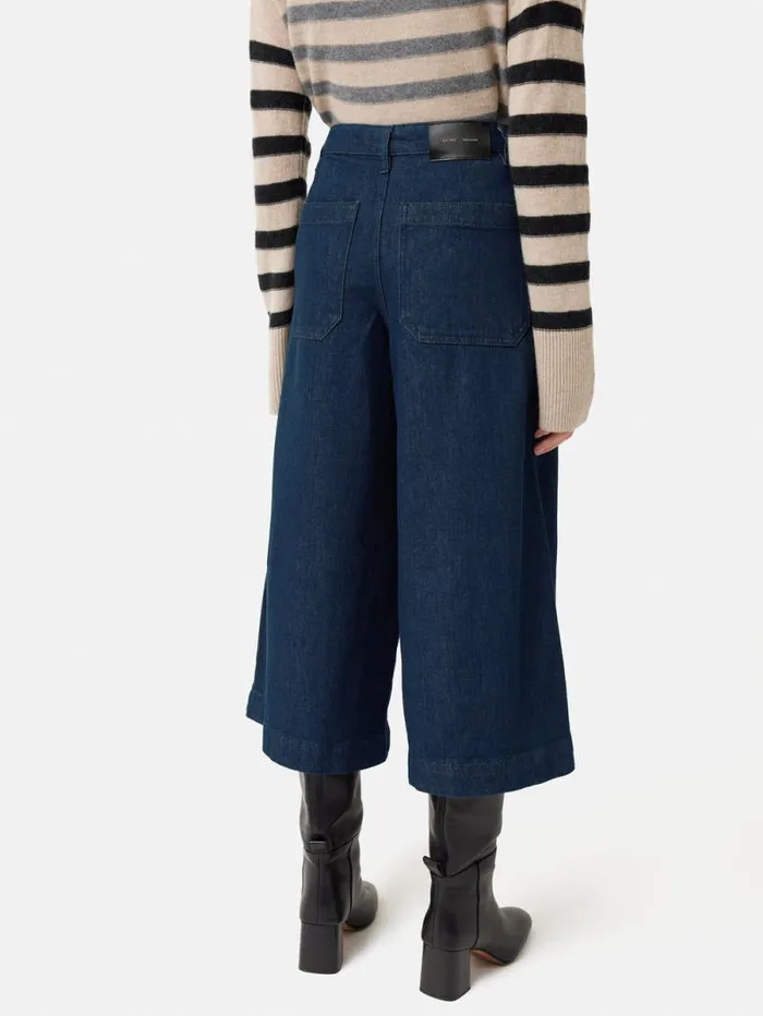 Seamed Denim Culotte Indigo Women Jigsaw Denim