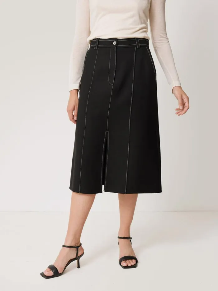 Seamed Detail A Line Skirt Black Women Jigsaw Skirts