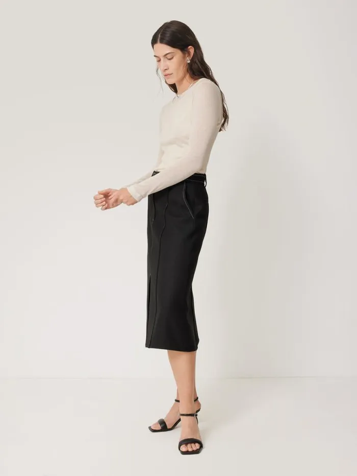 Seamed Detail A Line Skirt Black Women Jigsaw Skirts