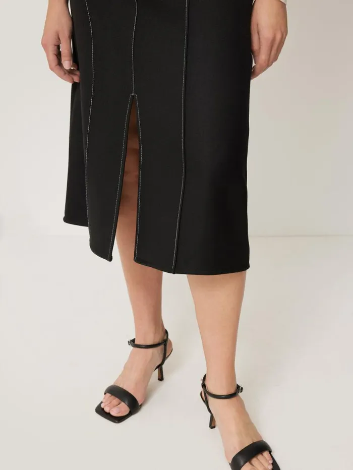 Seamed Detail A Line Skirt Black Women Jigsaw Skirts