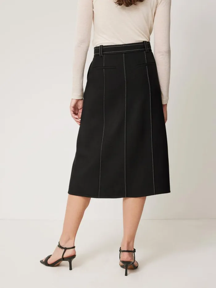 Seamed Detail A Line Skirt Black Women Jigsaw Skirts