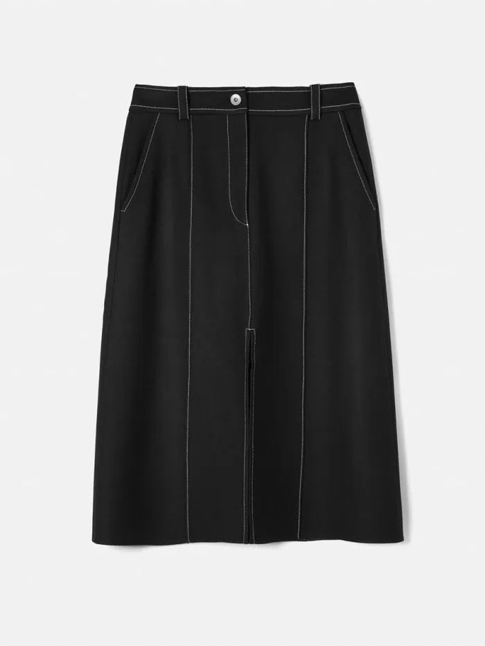 Seamed Detail A Line Skirt Black Women Jigsaw Skirts