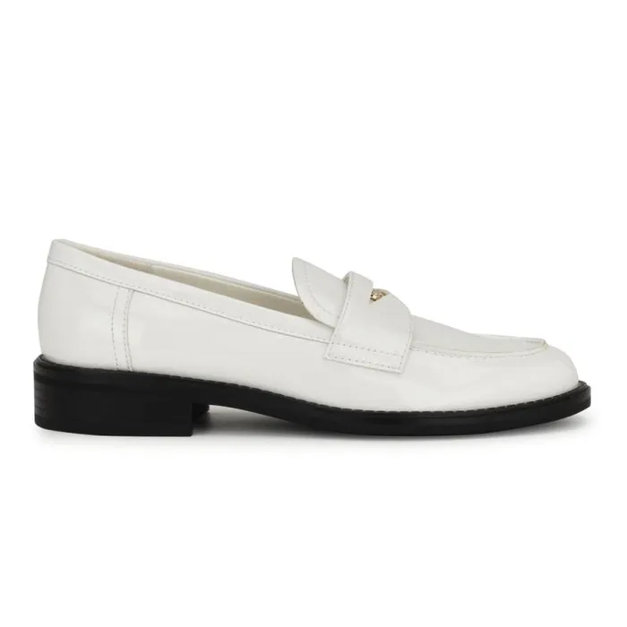 Seeme Penny Loafers White Patent Women Nine West Flats