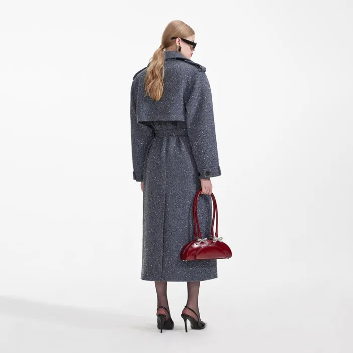 Self Portrait CoOrds Women Blue Boucle Trench Coat