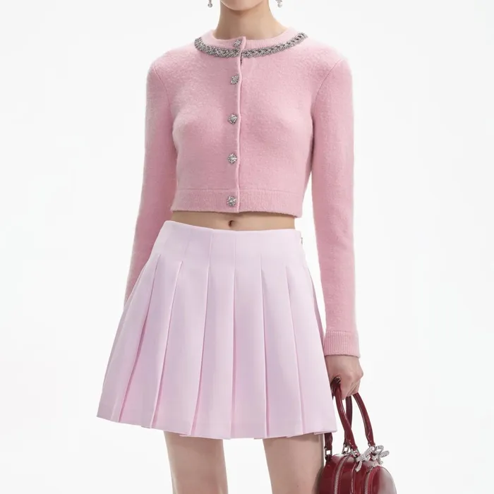 Self Portrait CoOrds Women Pink Embellished Cardigan