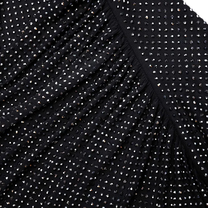Self Portrait Dresses Women Black Rhinestone Mesh Cut Out Maxi Dress