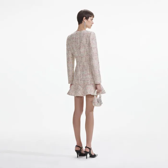 Self Portrait Dresses Women Pastel Boucle VNeck Mini Dress
