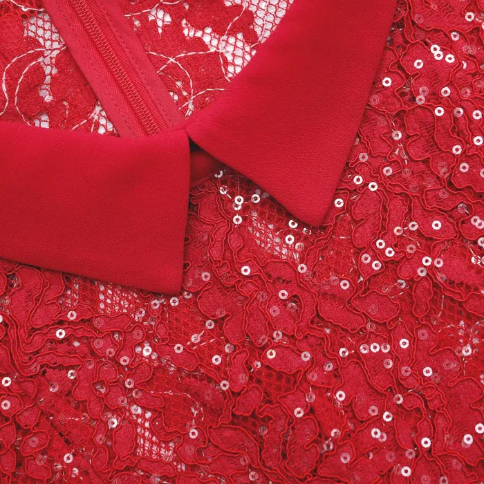Self Portrait Dresses Women Red Sequin Lace Mini Dress