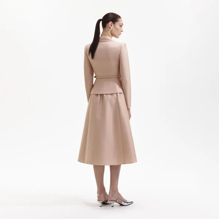 Self Portrait Dresses Women Tailored Taffeta Midi Dress Brown