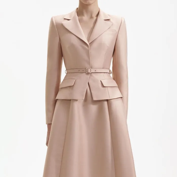 Self Portrait Dresses Women Tailored Taffeta Midi Dress Brown