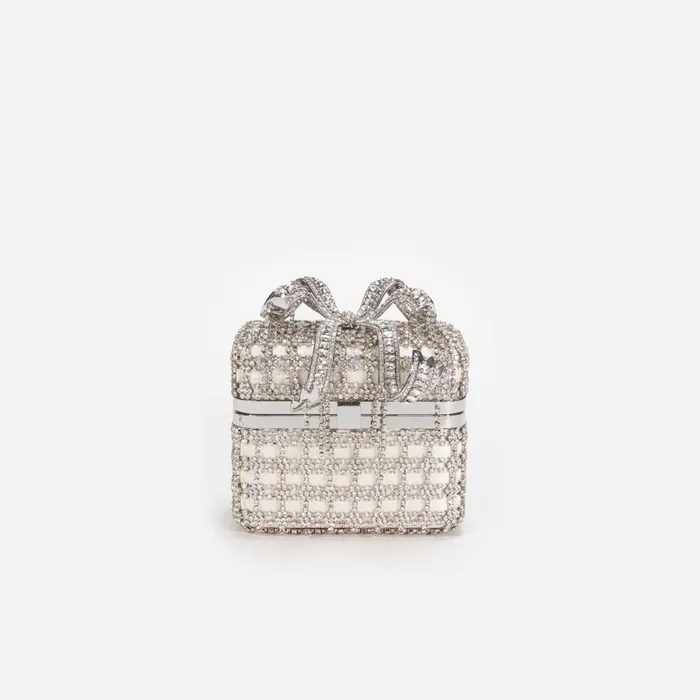Self Portrait Handbags Women Champagne Crystal Vanity Case