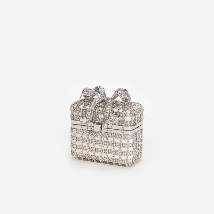 Self Portrait Handbags Women Champagne Crystal Vanity Case