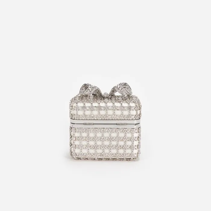 Self Portrait Handbags Women Champagne Crystal Vanity Case