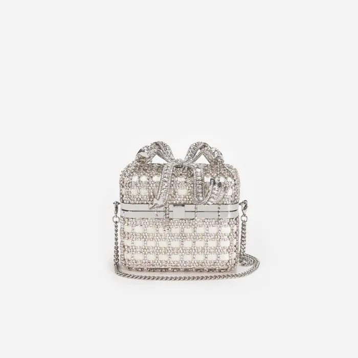 Self Portrait Handbags Women Champagne Crystal Vanity Case