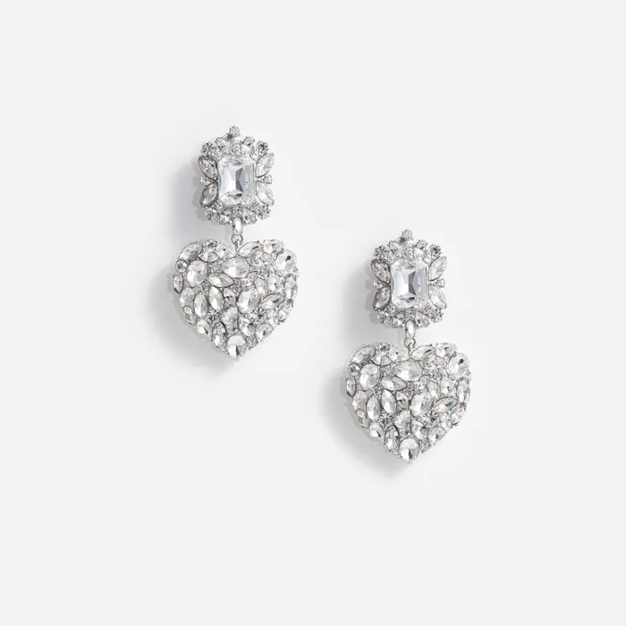 Self Portrait Jewellery Women Crystal Heart Tiered Earrings