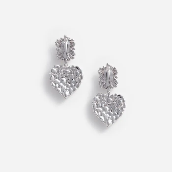 Self Portrait Jewellery Women Crystal Heart Tiered Earrings