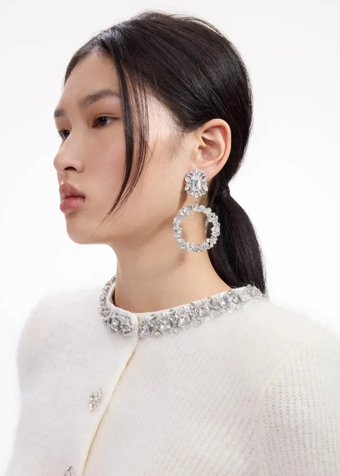 Self Portrait Jewellery Women Crystal Hoop Earrings