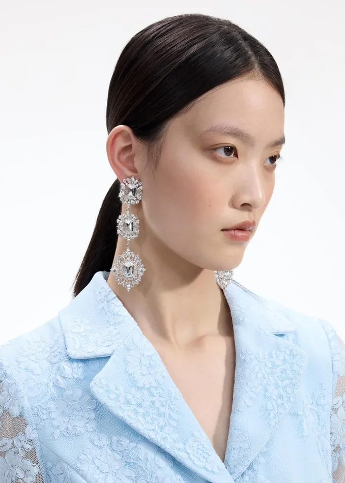 Self Portrait Jewellery Women Crystal Tiered Earrings
