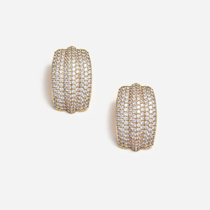 Self Portrait Jewellery Women Gold Crystal Ridged Earrings