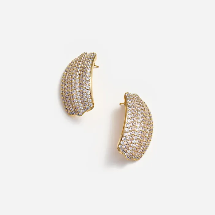 Self Portrait Jewellery Women Gold Crystal Ridged Earrings