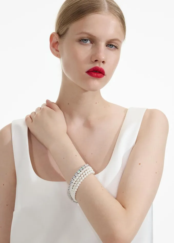 Self Portrait Jewellery Women Pearl Diamante Bracelet