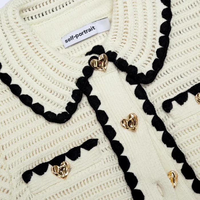 Self Portrait Kids Cream Crochet Cardigan