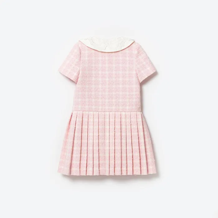 Self Portrait Kids Pink Check Boucle Mini Dress