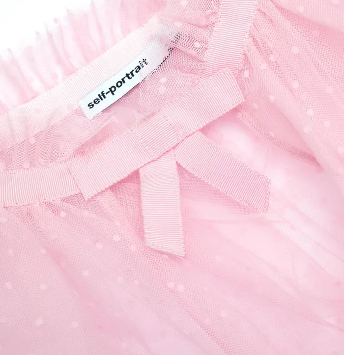 Self Portrait Kids Pink Mesh Dot Cape
