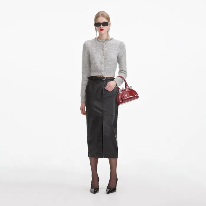 Self Portrait Knitwear Women Grey Soft Knit Cardigan