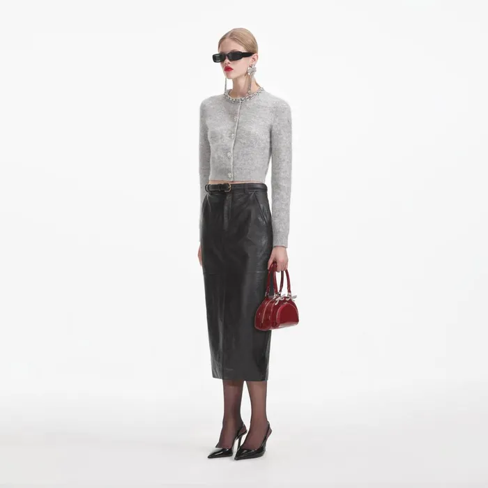 Self Portrait Knitwear Women Grey Soft Knit Cardigan