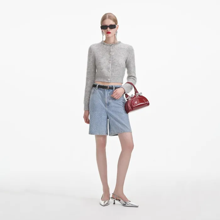 Self Portrait Knitwear Women Grey Soft Knit Cardigan