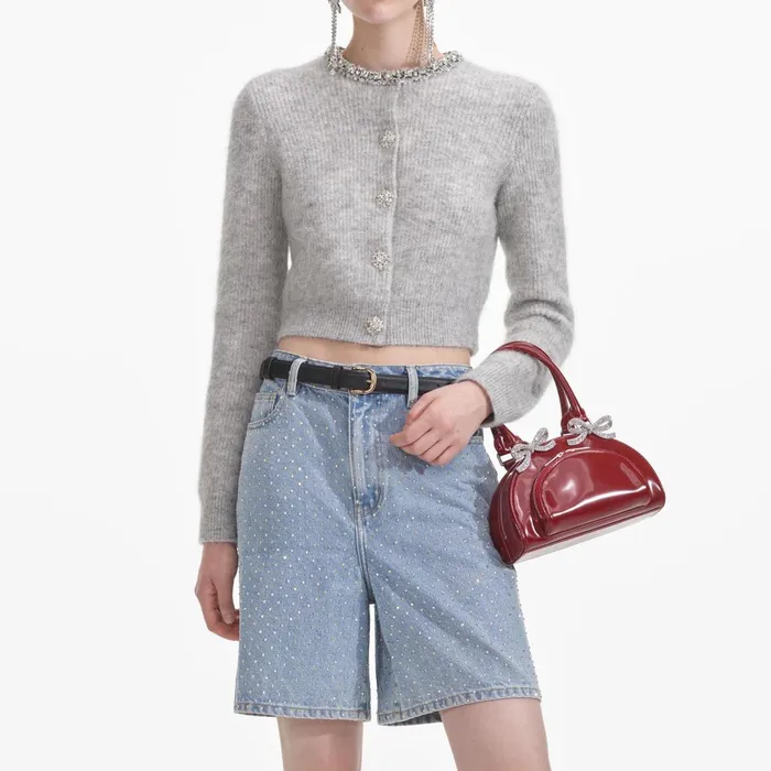 Self Portrait Knitwear Women Grey Soft Knit Cardigan