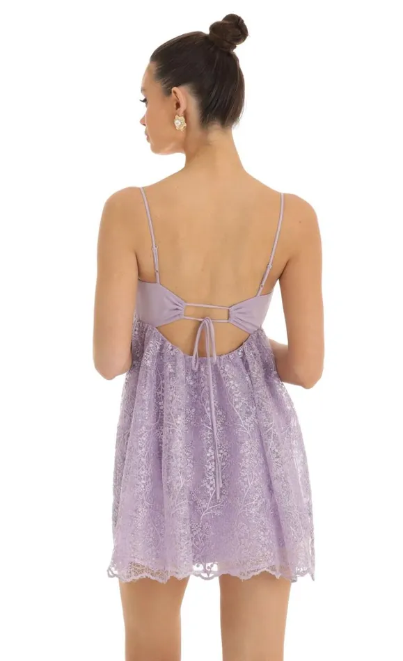 Sequin Embroidered Baby Doll Dress Purple Women LUCY IN THE SKY Mini Dresses Sequin Embroidered Baby Doll Dress Purple Women LUCY IN THE SKY Mini Dresses