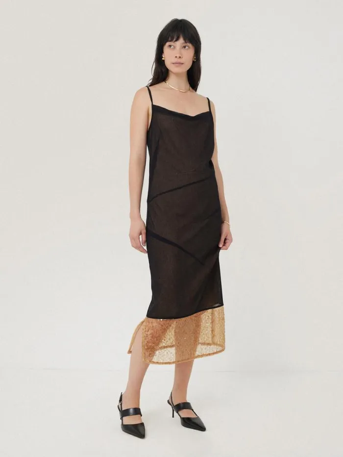 Sequin Mesh Dress Black Women Jigsaw Dresses and Jumpsuits