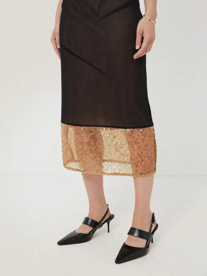 Sequin Mesh Dress Black Women Jigsaw Dresses and Jumpsuits