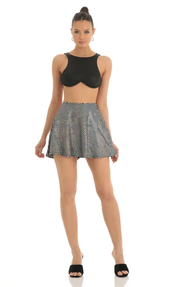 Sequin Square Skirt Black Women LUCY IN THE SKY Skirts