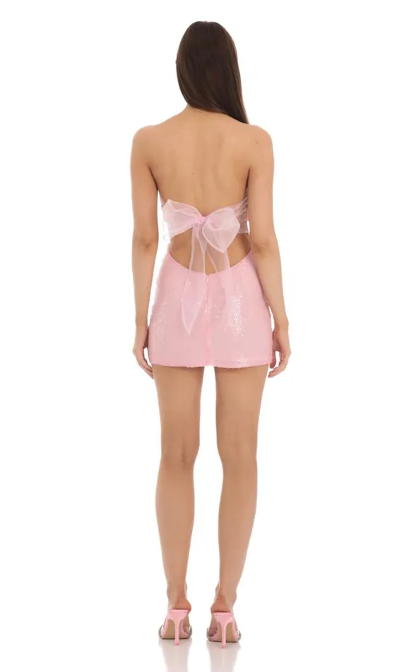 Sequin Strapless Corset Dress Pink Women LUCY IN THE SKY Mini Dresses