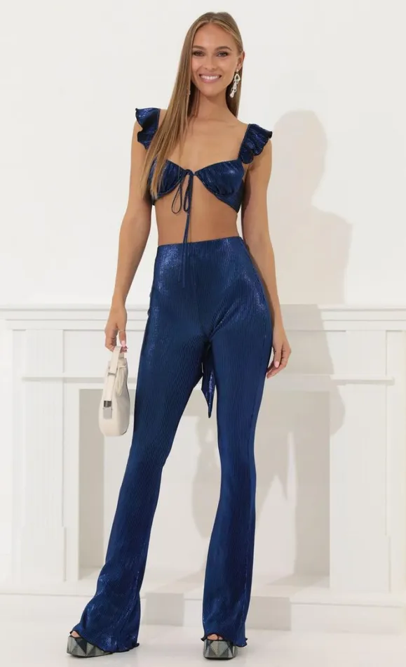 Shannon Two Piece Set Blue Foil Women LUCY IN THE SKY Pants