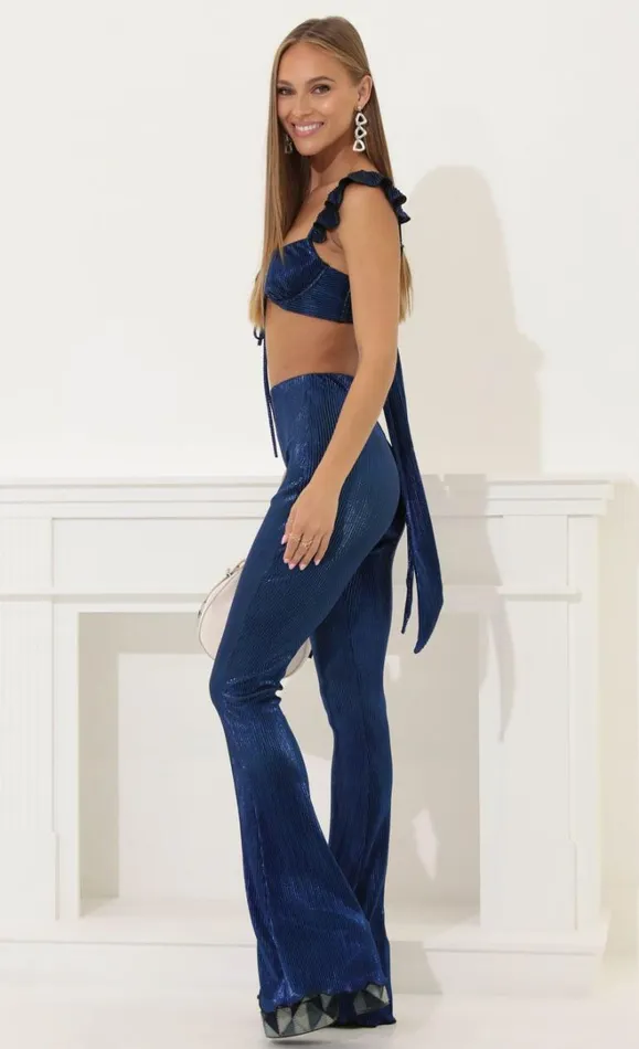 Shannon Two Piece Set Blue Foil Women LUCY IN THE SKY Pants Shannon Two Piece Set Blue Foil Women LUCY IN THE SKY Pants