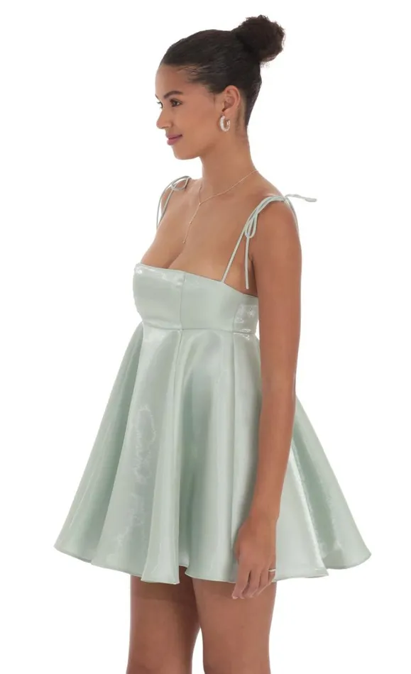 Sheen Flare Babydoll Dress Sage Green Women LUCY IN THE SKY Mini Dresses Sheen Flare Babydoll Dress Sage Green Women LUCY IN THE SKY Mini Dresses